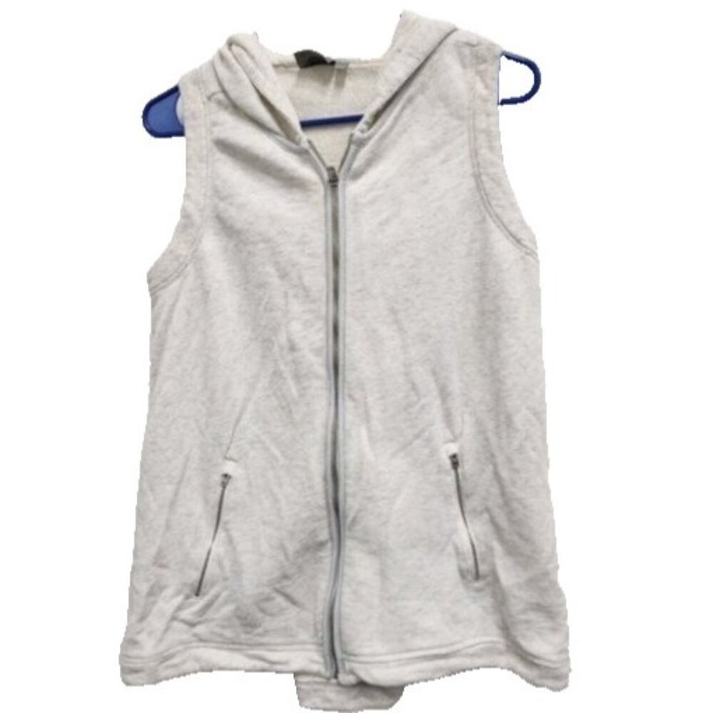 Athleta‎ Womens Blissful Terry Vest Medium Oatmeal Heather Hooded Zip Up Outdoor